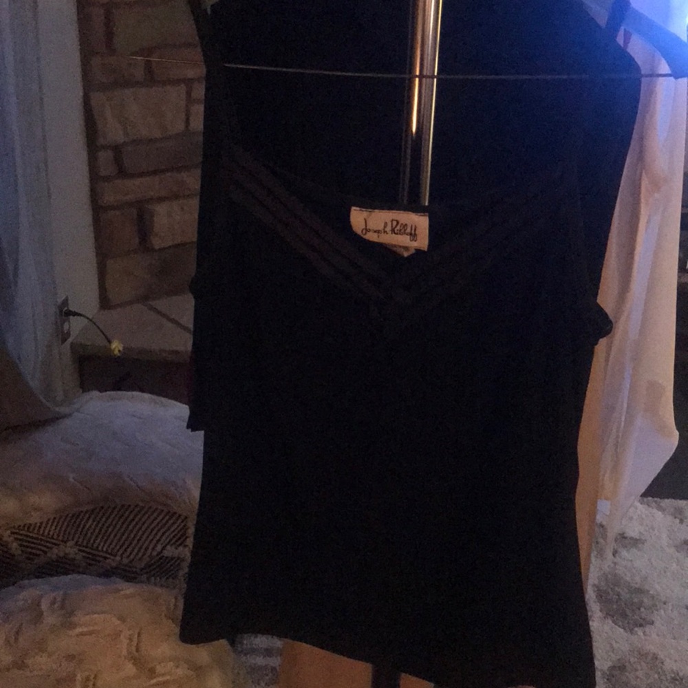 Ribbon criss cross black camisole top.